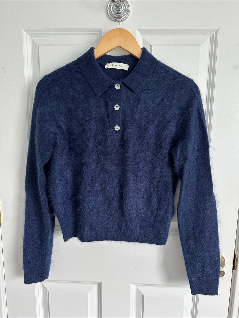 Everlane Navy Brushed Cashmere Polo Sweater